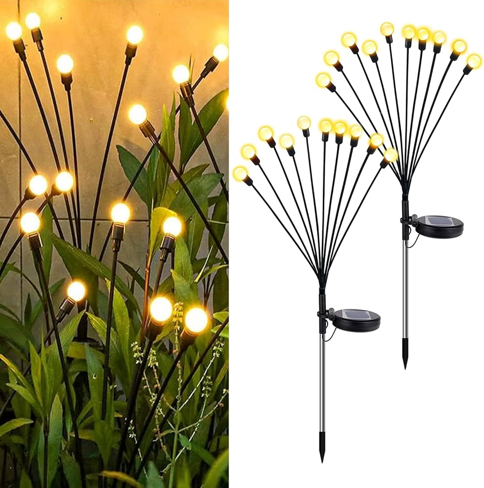 Lampes Solaires - Lot de 2 Firefly Lumières Solaires -2 Modes d'éclairage SoloEasy