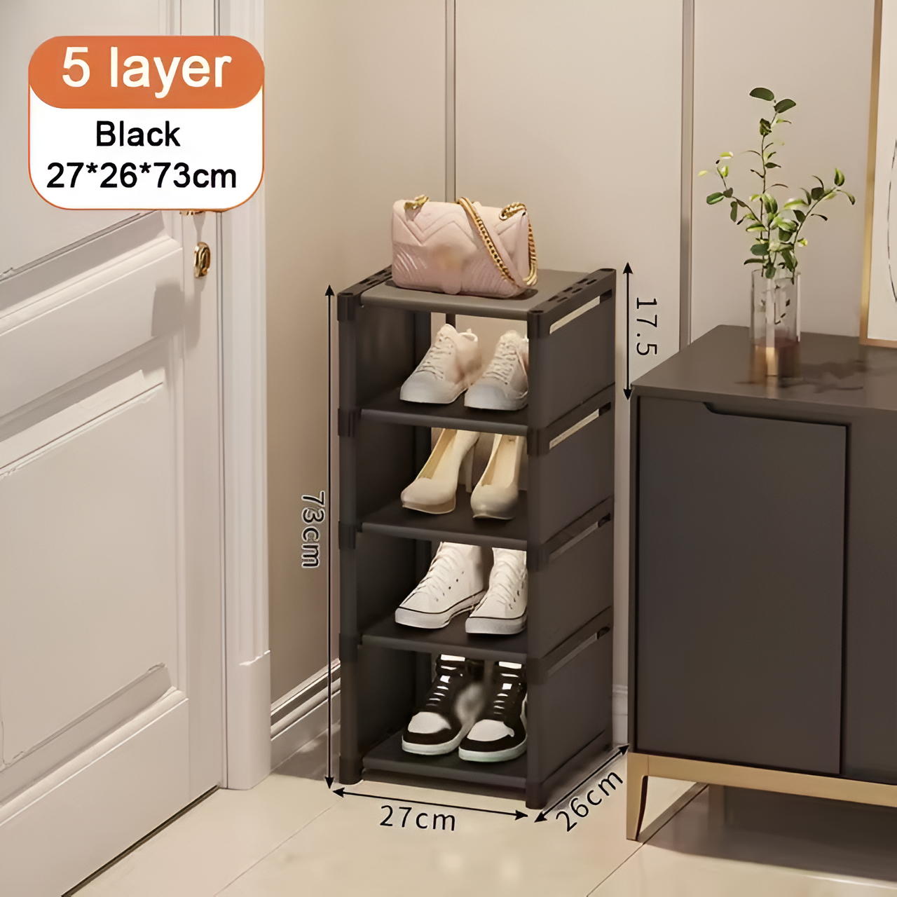 5 Étagère Des Chaussures Empilables - Noir SoloEasy